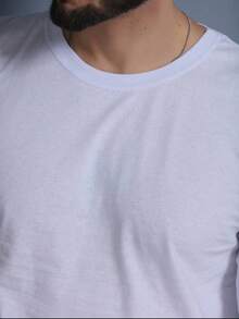 Women's Men's Blouse Plain T-Shirt Unisex Long Sleeve Round Neck 100% Cotton - 白色 - 查看 4