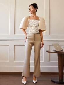 Amyenjoylife 现代菲律宾风女式时尚泡泡袖短款上衣 - 香檳色 - 查看 4