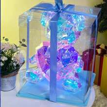 1 Pc 25 CM LED Teddy Bear Night Lights Colorful Lighting Two Styles Red Heart And Colored Heart Bedroom Desk Lamp Valentine's Day Atmosphere Surprise Romantic Gift USB Interface Living Room Party Bedroom Home Decor Happy Birthday Room Stuff Graduation Season Use
