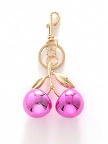 1 件樱桃设计钥匙扣，树脂材质，包袋装饰吊坠，汽车钥匙扣配件，优雅、可爱的钥匙扣汽车配件包饰学院风哥特式 Y2k 包袋配件挂绳带身份证夹汽车配件包饰 - 彩色 - 查看 5