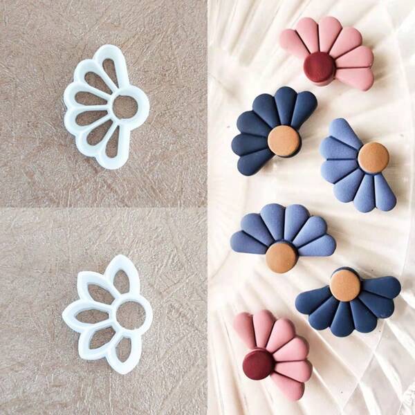 Kit per realizzare orecchini asimmetrici in argilla a forma di fiore geometrico, con stampi dedicati, super novità