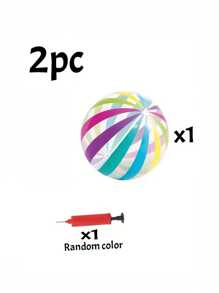 2 pezzi/Set pallone da spiaggia gonfiabile, include 1 pallone e 1 pompa d'aria, giocattolo da esterno, pallone acquatico per piscina, spiaggia e attività estive all'aperto