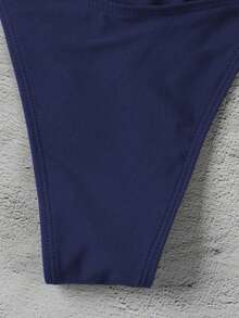 Polovedo 官方新款春夏优雅性感休闲藏蓝色纯色系带比基尼泳衣，适合海滩度假派对约会。 - 藍色 - 查看 4