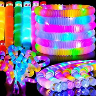 LED Light Up Pop Tubes Sensory Toys Glow Sticks Stretch Toys  Decompression Puzzle Toy For Party Gift(6pcs),Toys,Sensory Toys,Fidget Toys,Sensory Toys,Toys,Fidget Toys