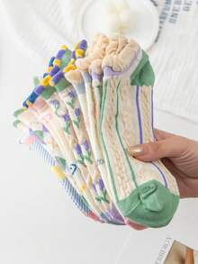 1/5/10 Pairs Women Cute Lace Trim Socks, Ditsy Floral Short Socks, No Show Socks In Fashionable, Sweet Style For Spring, Summer, Autumn - Multicolor - View 2