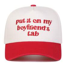AR 1 Stück Frauen "Stell es auf meine Rechnung des Freundes" bestickte Trucker Kappe, Streetwear Mode Sonnenschutz lässige Kappe, geeignet für Frühling, Herbst, Reisen, Strandparty