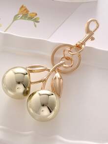 1 件樱桃设计钥匙扣，树脂材质，包袋装饰吊坠，汽车钥匙扣配件，优雅、可爱的钥匙扣汽车配件包饰学院风哥特式 Y2k 包袋配件挂绳带身份证夹汽车配件包饰 - 彩色 - 查看 2