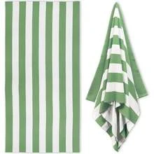 1 PC Large Oversized Beach Towel 31''x71'', Microfiber Pool Towel, Pink Striped Quick Dry Cabana Swim Towel - 綠色 - 查看 1