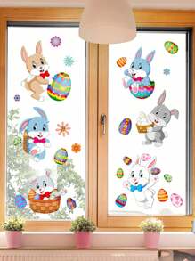 1 buc autocolant decorativ pentru fereastră cu iepure și ou, autocolante, decal de perete, decal vinil pentru decorațiuni interioare, articole de decor de primăvară, reîmprospătați-vă casa, autocolante decorative Rama, cadouri de ziua de naștere, absolvire, artă de perete, decor dormitor, decor casă, tapet sufragerie, autocolante de perete, decorațiuni de petrecere, decor sufragerie, decor dormitor și birou, articole de decor pentru casă, autocolante personalizate