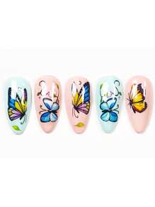 2 Pcs/Set Rose, Butterfly & Floral Nail Art Stickers, Disposable Self-Adhesive Nail Decals For Women & Girls DIY Nail Decoration, Spring/Summer