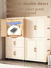 5/4/3/2/1 Layer No-Assembly Foldable Wardrobe Thickened Storage Cabinet, Home/Bedroom Use, Baby/Kids Clothes Closet For Women Storage Organizer Travel Essentials Back To School