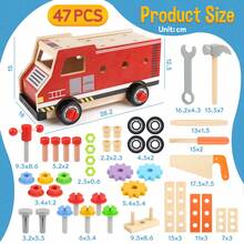 Vanplay 47-teiliges Werkzeugset aus Holz für Kleinkinder im Alter von 2–4 Jahren – Montessori-Rollenspiel-Bauspielzeug, Geburtstags- oder Weihnachtsgeschenk für Jungen und Mädchen