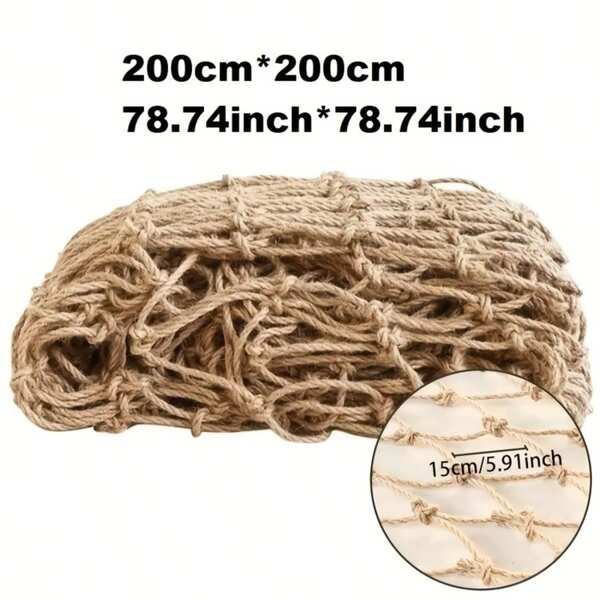 [Natural Jute Netting] Natural Jute Twine Netting, 1pc Vintage Style Linen Mesh For Climbing Plants And Beans, Garden Decorative Fence Net, Patio Decor, No Electricity Needed