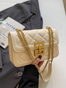 New Fashion Square Solid Color Versatile Chain Shoulder Bag For Women - Beige - View 12