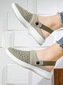 Sandali da donna con suola morbida, leggeri, con punta tonda, slip-on, sportivi, estivi, antiscivolo, di stile collegiale, minimalisti, casual, comodi