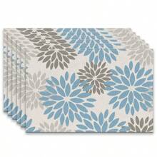 A Set Of 4/6pcs Spring And Summer Placemats Designed With Colorful Spring Flower Patterns, Woven From 100% Polyester Fiber, Machine Washable Polyester Placemats With Multiple Color Patterns To Choose From, Heat-Resistant, Stain Resistant, Waterproof, Easy To Clean, Suitable For Coffee Table Decoration, Holiday Party Decoration, Table Protection, Kitchen And Living Room Decoration