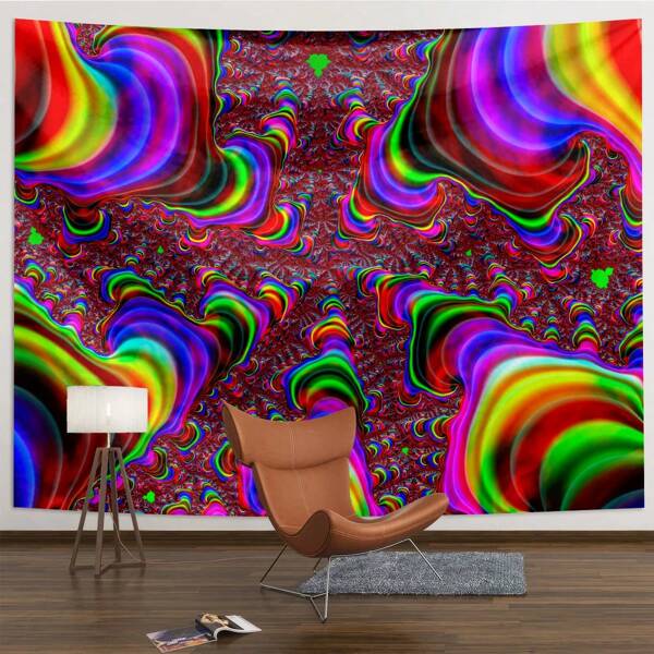 1pc Wavy Pattern Tapestry, Abstract Art Style Wall Decor For Living Room, Bedroom, Modern Art Space, Home Decor Wall Hanging, Visual Art Theme, Suitable For All Seasons, Made Of Polyester With 3 Wall Nails And 2 Clips Included