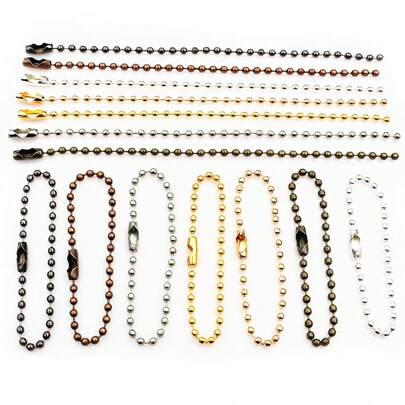 100pcs Iron 2mm Ball Bead Chains 11cm Long KeyRing Chain Label Hand Tag Connector Bulk Keychain DIY Jewelry Making Accessories