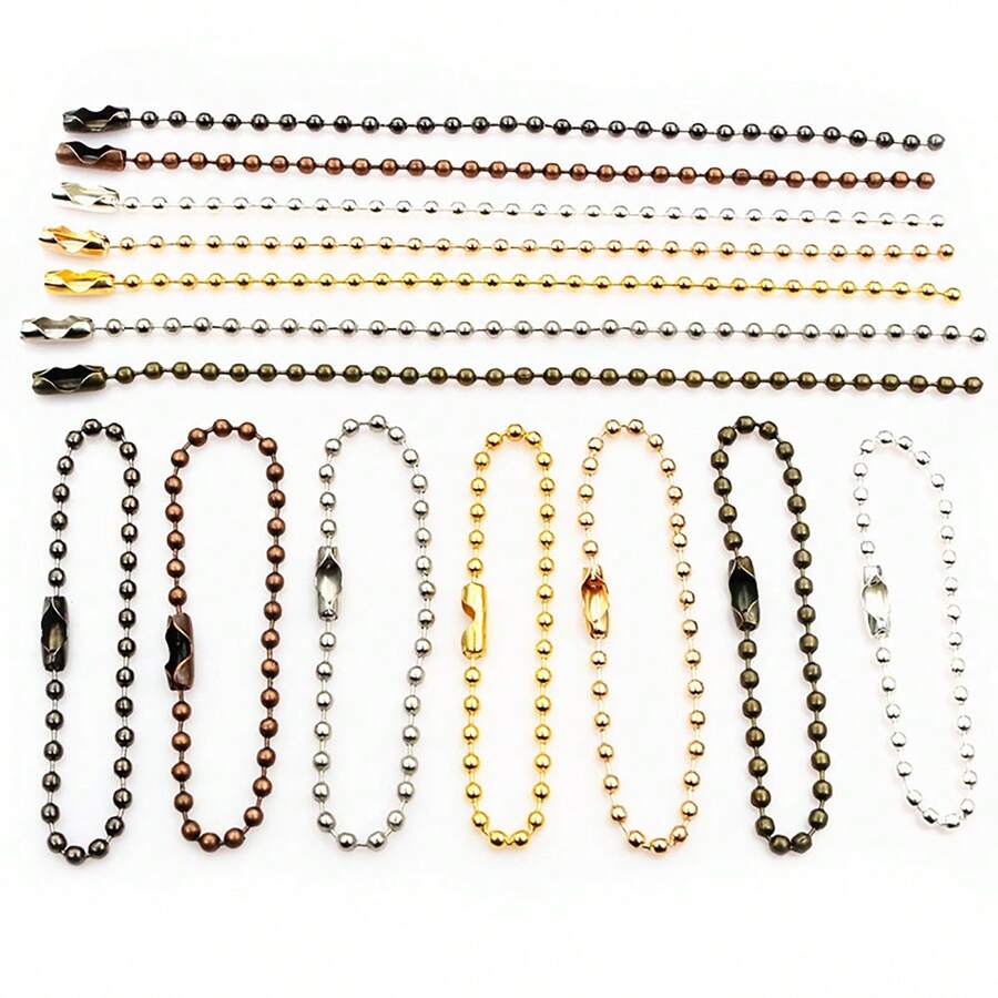 100pcs Iron 2mm Ball Bead Chains 11cm Long KeyRing Chain Label Hand Tag Connector Bulk Keychain DIY Jewelry Making Accessories - Beaded Chain - View 1