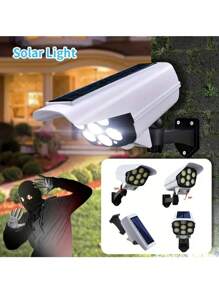 2/3/4pack Motion Sensing Solar LED Street Lights, Fake Camera Human Body Sensing Wall Lights, Outdoor Intelligent Street Light Simulation Monitoring, Night Security Can Use Solar Lights To Prevent Theft 