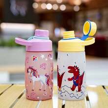 1pc 500ml/17OZ Cute Sports Drinking Cup, 3D Printed Matte Finish Cup, Cartoon Printed Theme Water Bottle, Portable Sports Water Cup, Carry Cup, Suitable For Men And Women, Office, Sports, Outdoor, Camping - Multicolor - View 2