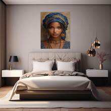 Framed Canvas Wall Art Home Decor Gifts Mid Century Lady Playing Piano Classical Painting Vintage Canvas Prints Wall Decor, Music Wall Art Decor, Modern Musical Theme Poster Set For Studio, Bathroom, Living Room, Bedroom, Office & Home Decor Gift(Vintage Abstract Female) - Blue - View 2