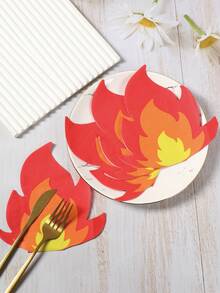 20 件消防员主题派对餐巾，6.3 英寸，火焰设计一次性餐巾，适用于生日派对、节日庆典、消防车主题派对用品 - 彩色 - 查看 2