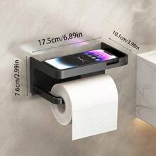 1 pieza Portarrollos de papel higiénico montado en la pared, hecho de plástico resistente a la oxidación, diseño autoadhesivo, práctico y conveniente, disponible en 3 colores para decoración de baño y otoño