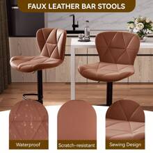 Nalupatio Nalupatio Modern Bar Stool 4 Piece Set, Bar Stool, Faux Leather Upholstered Swivel Bar Stool, Adjustable Counter Height Bar Chair With Backrest For Kitchen Island