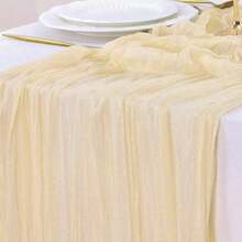 1 pieza Cheesecloth (gasa) de mesa de color crema, Cheesecloth (gasa) bohemio de granja brillante de 120 pulgadas (304,8 cm), Cheesecloth (gasa) con lentejuelas brillantes, Adecuado para bodas, fiestas, bautizos, cumpleaños y decoración del hogar