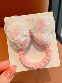 1 Pc Sequin Butterfly Elastic Hair Tie, Children Hair Scrunchies Non-Damaging For Ponytail, Girls Hair Bands Hairlips, Daily Use Hair Accessories, No Cardboard