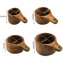1 Set Personalizado Taza de Medir y Juego de Cucharas de Madera de Palo de Rosa, Cuchara Medidora de Granos de Café, Utensilios de Repostería, Kit de Medidas para Cocinar - color madera - Ver 5