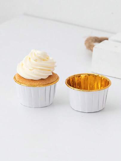 50pcs Aluminum Foil Cupcake Liners Muffin Paper Baking Cups