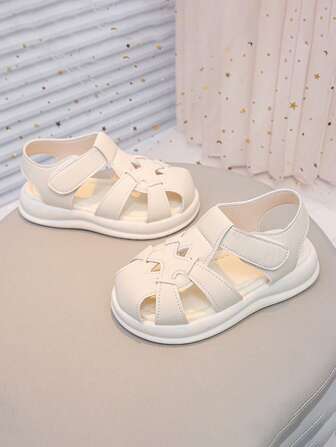 1pc Girls Summer Braided Roman Sandals, Medium/Kids, Soft Bottom Outdoor Beach Shoes,