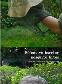 Red mosquitera verde de EVA para exteriores - Malla retráctil automática, transpirable y lavable a máquina, apta para camping y pesca, cortina antimosquitos retráctil automática, gorra antinsectos versátil para exteriores (sombrero no incluido)