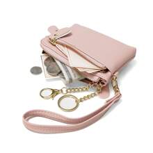 Mini Leather Coin Purse With Keychain Fashion Multi-Zip Wristlet Wallet Card Holder Portable For Women Wallet Mini Wallet Purse Wallet Coin Wallet Travel Wallet