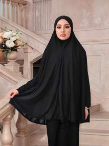 1 Peça Acessório Abaya Feminino, Véu Grande Macio e Liso para Cobrir o Queixo, para Peregrinação, Lenço de Cabeça Turbante com Mangas