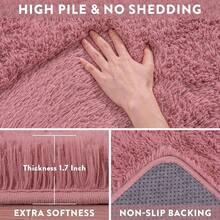 Alfombras para sala de estar, alfombra grande y esponjosa de color rubor para dormitorio, alfombras suaves y peludas para dormitorio de niños y niñas, decoración del hogar. - Rubor - Ver 4