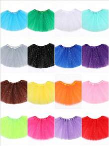 1pc Star Net Yarn Skirt, 30cm Length, Suitable For Teenagers, All Season, Fluffy, Mesh, Party, Role-Play, Carnival, Christmas, Halloween, Three-Layer, Ballet, Stage, Running, Star, Puffy, Princess,