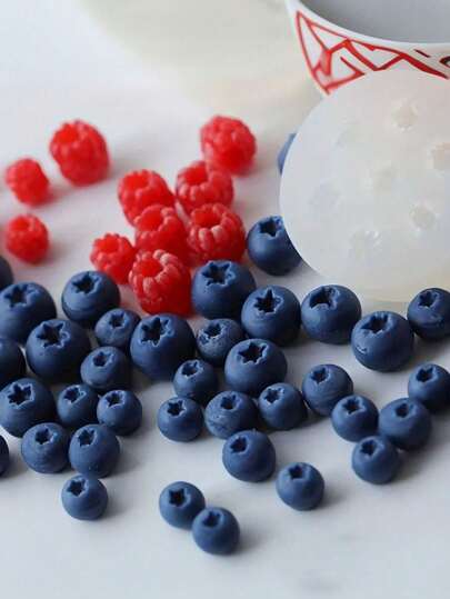 1pc Blueberry Raspberry Silicone Mold, Chocolate Candy Mold, Decoration Mold For DIY Cake And Baking, Realistic Fruit Shape Kitchen Mold