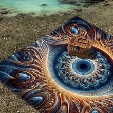 1 件长方形梦幻炫彩图案轻质户外多用途防水防沙沙滩毯数码印花休闲户外柔软材质野餐毯适合露营、野餐、海滩、家庭户外野餐等场景提供舒适的沙滩铺设体验春夏海滩派对必备品