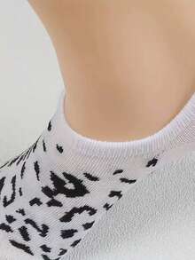 5 Pairs Women's Random Pattern Leopard Print Casual Low Cut Ankle Socks, Versatile For Summer - Multicolor - View 2