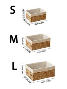 1 chiếc giỏ mây hình chữ nhật, giỏ đựng đồ đan bầu nước phong cách Bohemian có tay cầm tích hợp, giỏ đựng đồ đan thủ công cho kệ phòng khách, giấy vệ sinh phòng tắm, phụ kiện bàn làm việc, đồ chơi, chìa khóa, mỹ phẩm, đồ trang trí nhà cửa - Màu vàng - Xem 4