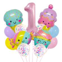 Summer Party Ice Cream & Donut Foil Balloons, 5-Pointed Star Decorative Balloons