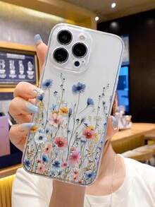 Shockproof Floral Elements Fashion Phone Case 1pc Floral Transparent Thickened Anti-Drop Painted Protective Phone Case Compatible With IPhone 16/11/16pro/16plus/16promax/16e/15Promax/13/14/12/XS/XR/7G/8P Galaxy S25/S25PLUS/S25 Ultra/A16/A36/A26/A56/A50/A12 Spring Gift International Version Not The Domestic Version Birthday Anniversary Party - Multicolor - View 5