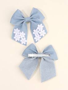 2 peças de presilhas de cabelo com laço de flores, grampos de cabelo de jacaré de tecido, acessórios de cabelo fofos para mulheres, amigas, presentes de primavera e verão