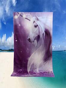 1pc Extra Large, Extra Thick, Absorbent And Warm 90*180cm Microfiber Beach Towel - Multicolor - View 10