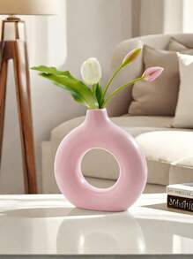 Modern And Simple Round Circle Knot Shaped Resin Flower Vase, Home Tabletop Decoration Vase For Flowers And Plants Cultivation, Suitable For Home, Hotel, Restaurant Tabletop And Entrance Decoration And Hydroponics, Can Be Used All Year Round. Home Decor Room Decor Glass Vase