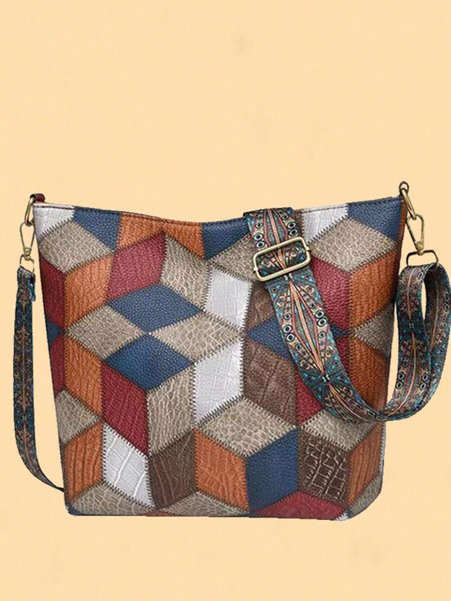 Niche Design New Splicing Large Capacity Fashion Shoulder Bag With Elegant Tote Large Bag Valentine'S Day Phone Bag