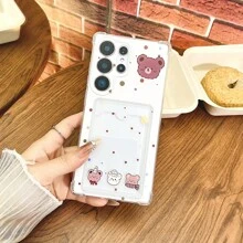 Multi-Functional Plush Bear Phone Case With Card Slot, Compatible With Galaxy S25, S24 ULTRA, S24 FE, S25 ULTRA, Galaxy A36, A56, S23 Ultra, TECNO SPARK GO 2024, POP8, SPARK20C, SPARK20, POVA6, POVA6 PRO 5G, POP9 4G, SPARK GO1, SPARK GO 2025, Shock Proof, Card Holder Design, Suitable For Student ID, Credit Card, ID Card Storage